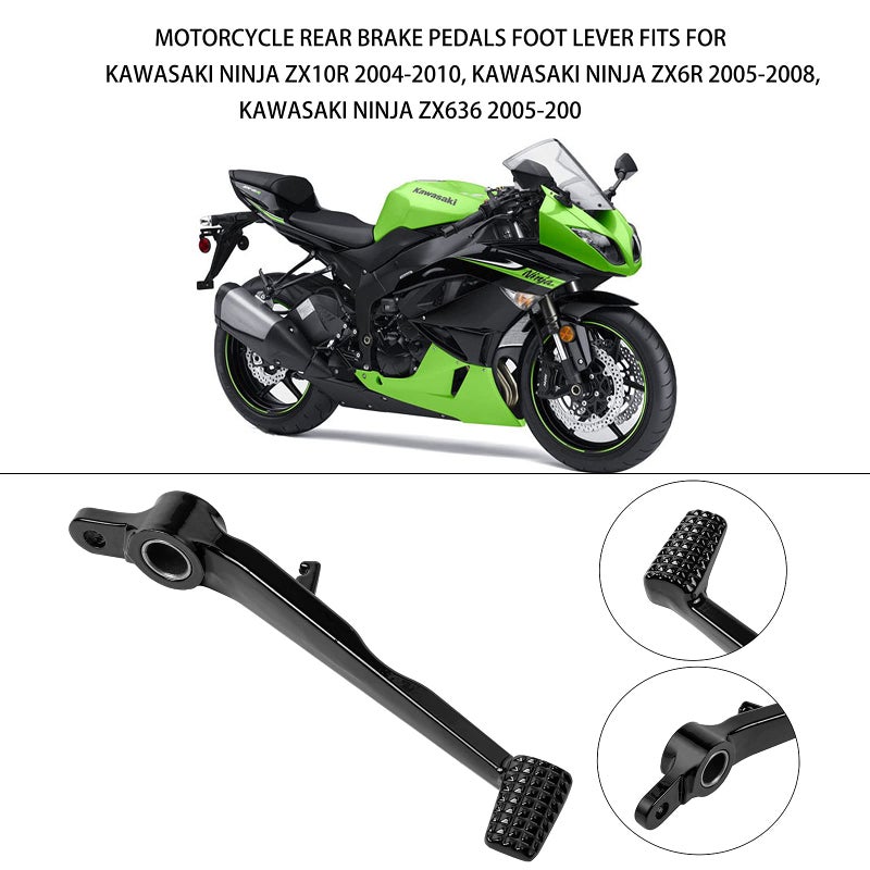 LangPu Motorcycle Rear Brake Pedals Foot Lever Fits for Kawasaki ZX10R 2004-2010, ZX6R 2005-2008, ZX636 2005-2006 (Black) - Image 2